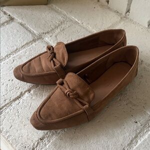 Classic Brown Suede Knot Loafers - Women's